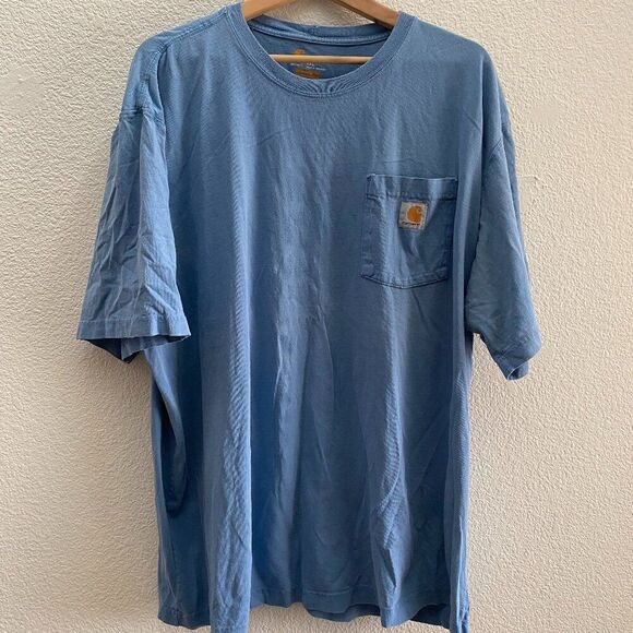 Carhartt Original Fit Chest Pocket Short Sleeve T-Shirt Blue Work Farm Chore 2XL - Picture 1 of 3